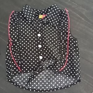 Toddler Black polka Dot  front tie top